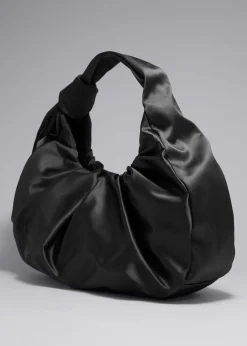 Hot & Other Stories Large Satin Shoulder Bag Black