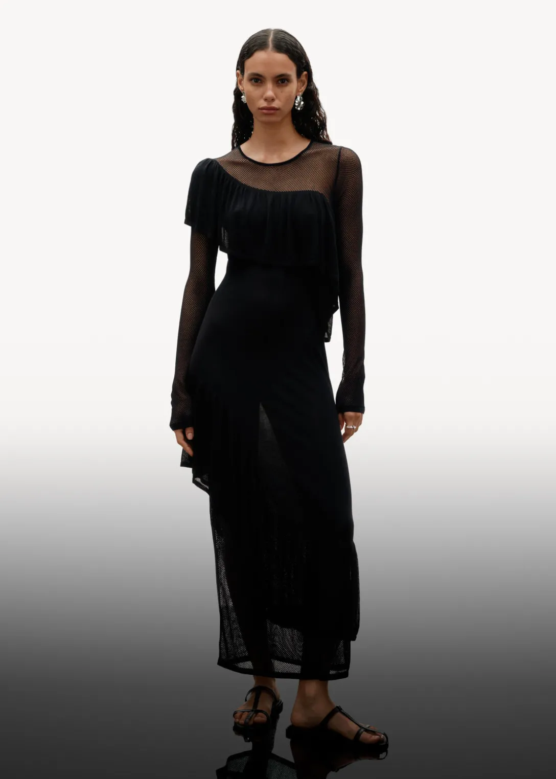 Clearance & Other Stories Layered Knit Midi Dress Black