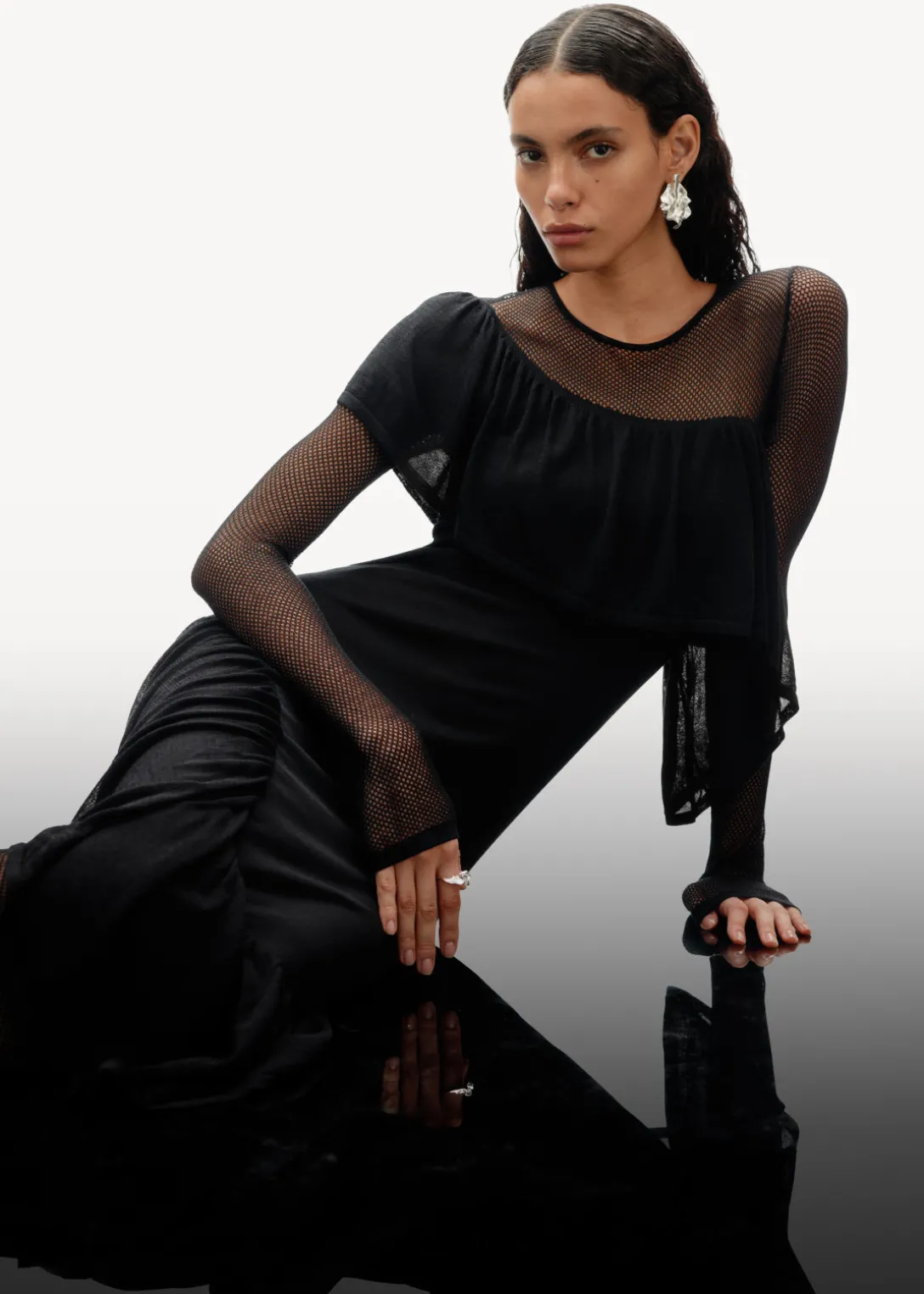 Clearance & Other Stories Layered Knit Midi Dress Black