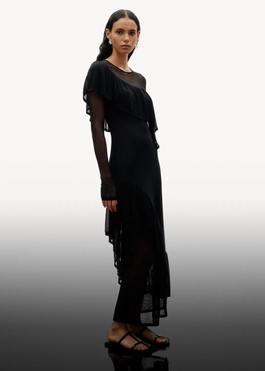 Clearance & Other Stories Layered Knit Midi Dress Black