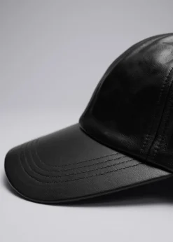 Clearance & Other Stories Leather Baseball Cap Black