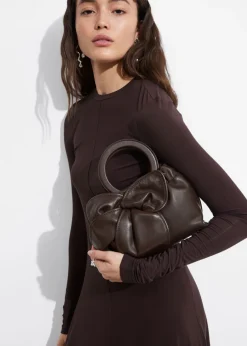 Online & Other Stories Leather Blossom Bag Mahogany