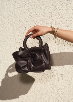 Online & Other Stories Leather Blossom Bag Mahogany