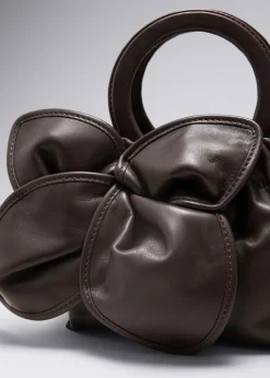 Online & Other Stories Leather Blossom Bag Mahogany