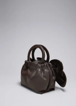 Online & Other Stories Leather Blossom Bag Mahogany