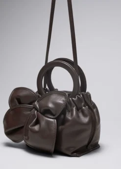 Online & Other Stories Leather Blossom Bag Mahogany