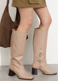 Best Sale & Other Stories Leather Knee Boots Beige