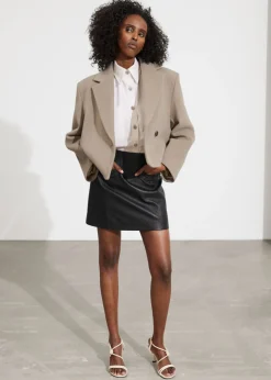 Outlet & Other Stories Leather Mini Skirt Black