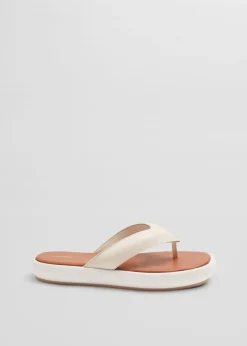 Cheap & Other Stories Leather Platform Flip Flops Ivory