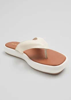 Cheap & Other Stories Leather Platform Flip Flops Ivory