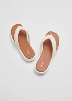 Cheap & Other Stories Leather Platform Flip Flops Ivory