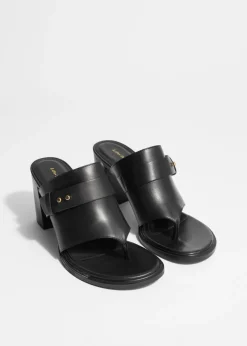 Flash Sale & Other Stories Leather Toe-Thong Mules Black