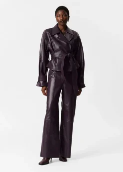 Hot & Other Stories Leather Trousers Dark Purple