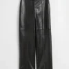 Cheap & Other Stories Leather Wide-Leg Pleated Trousers Black