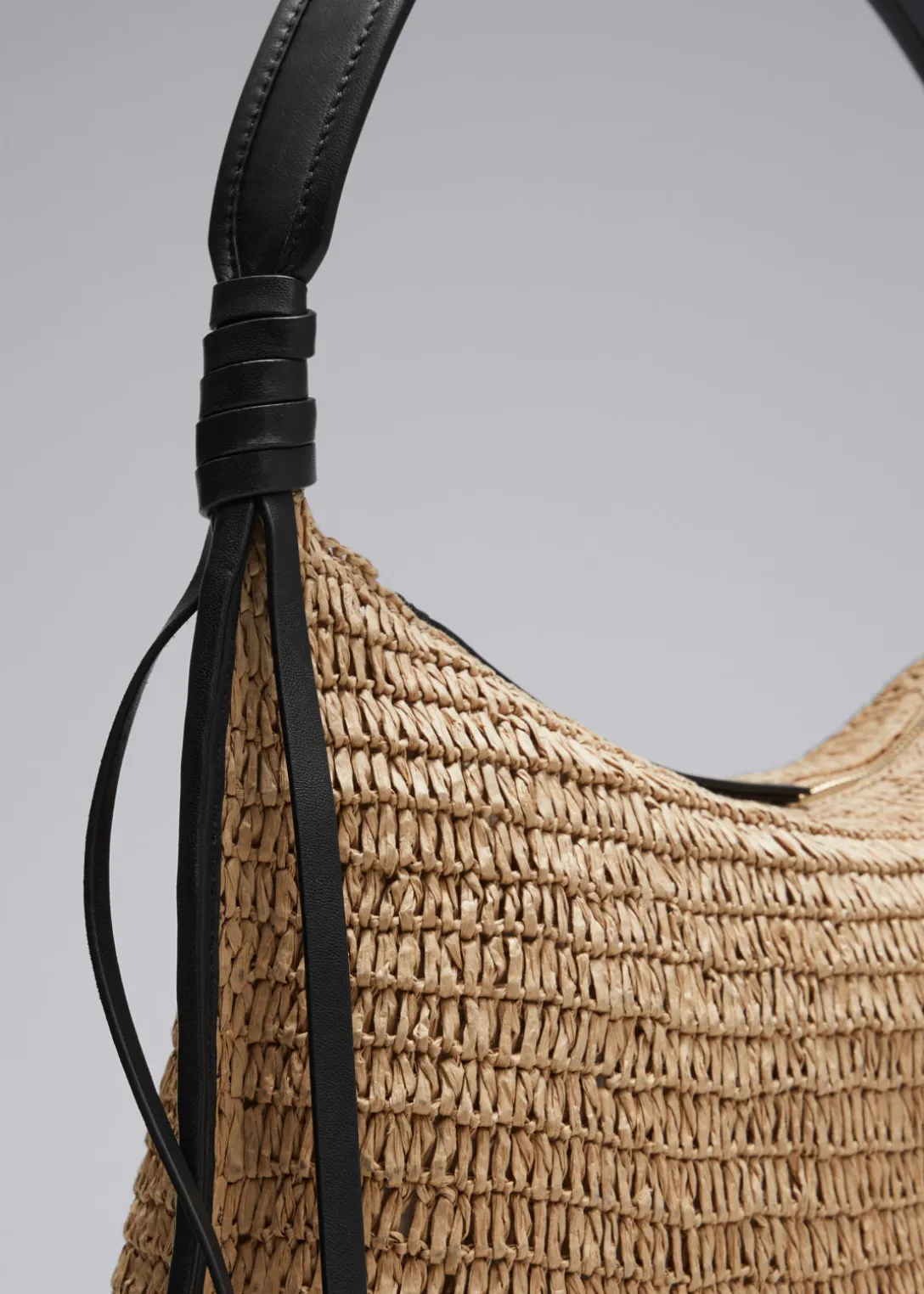Best & Other Stories Leather-Detailed Straw Bag Beige