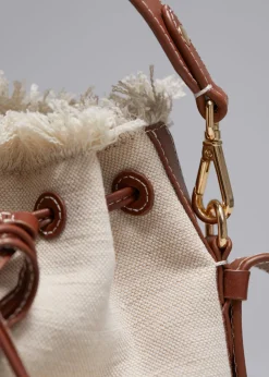 Online & Other Stories Leather-Trimmed Canvas Bucket Bag Beige