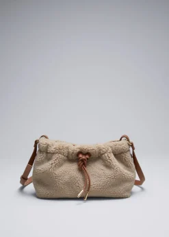 Shop & Other Stories Leather-Trimmed Pile Bag Beige