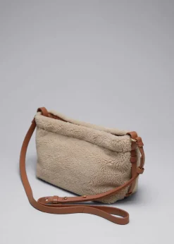Shop & Other Stories Leather-Trimmed Pile Bag Beige