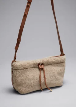 Shop & Other Stories Leather-Trimmed Pile Bag Beige