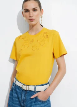 Discount & Other Stories Lemon Embroidery T-Shirt Yellow