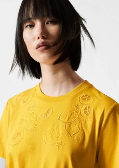 Discount & Other Stories Lemon Embroidery T-Shirt Yellow