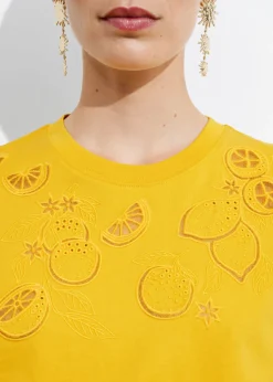 Discount & Other Stories Lemon Embroidery T-Shirt Yellow
