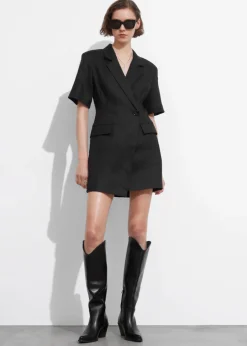 Best & Other Stories Linen Blazer Mini Dress Black