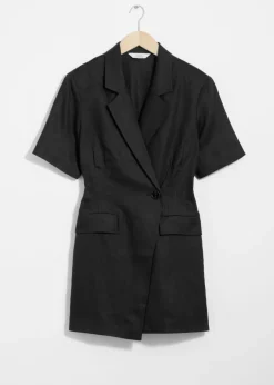 Best & Other Stories Linen Blazer Mini Dress Black