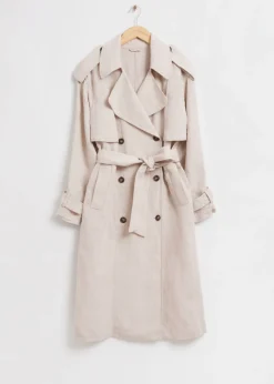Cheap & Other Stories Linen Trench Coat Natural Beige