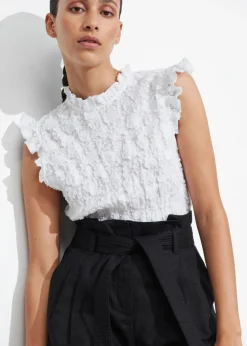Outlet & Other Stories Linen-Blend Paperbag Shorts Black