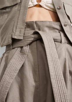 Flash Sale & Other Stories Linen-Blend Paperbag Trousers Mole