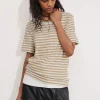 Cheap & Other Stories Linen-Blend T-Shirt Beige/Cream Stripes