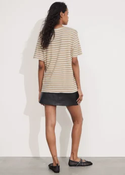 Cheap & Other Stories Linen-Blend T-Shirt Beige/Cream Stripes