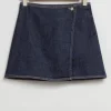 New & Other Stories Low-Rise Denim Wrap Skirt Dark Blue Washed Denim