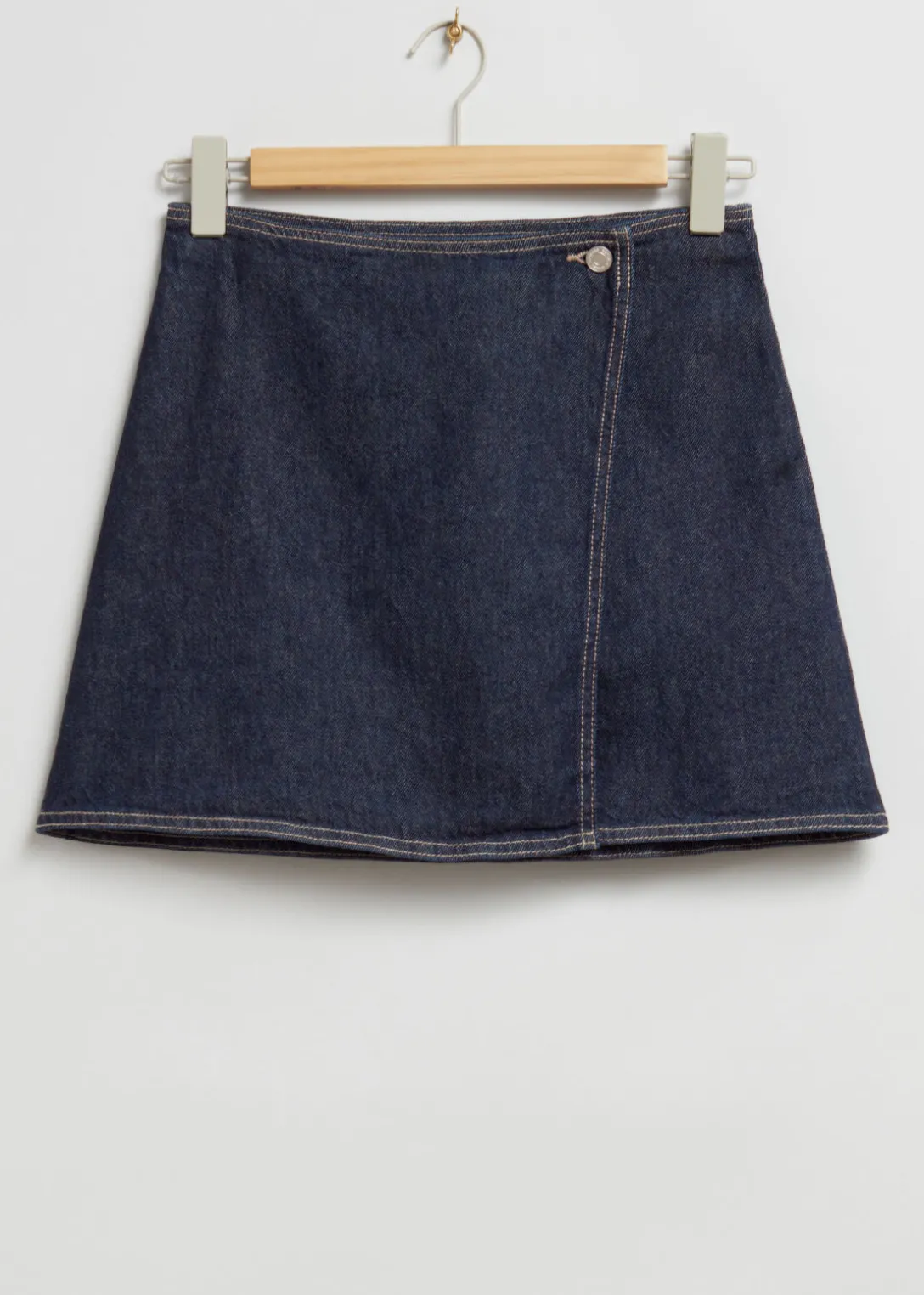 New & Other Stories Low-Rise Denim Wrap Skirt Dark Blue Washed Denim