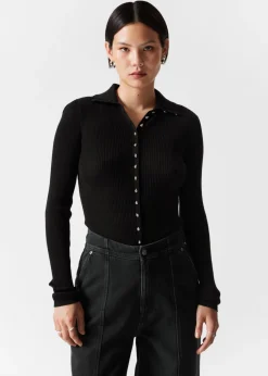 Sale & Other Stories Merino-Blend Ladybug Cardigan Black