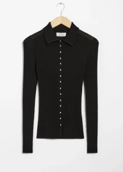 Sale & Other Stories Merino-Blend Ladybug Cardigan Black