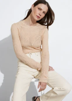Clearance & Other Stories Mesh Top Beige