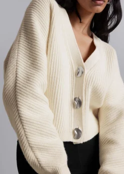 Hot & Other Stories Metal Button Knit Cardigan