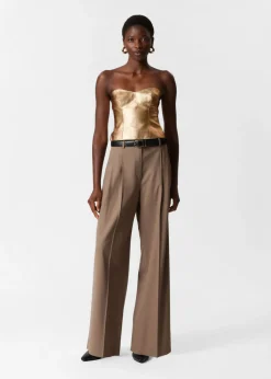 Store & Other Stories Metallic Leather Bustier Gold