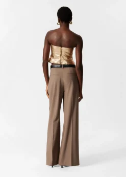 Store & Other Stories Metallic Leather Bustier Gold