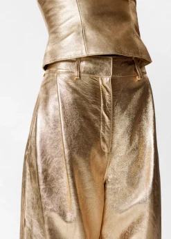Discount & Other Stories Metallic Leather Trousers