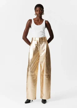 Discount & Other Stories Metallic Leather Trousers