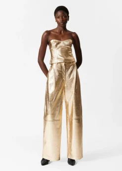 Discount & Other Stories Metallic Leather Trousers