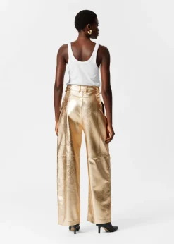 Discount & Other Stories Metallic Leather Trousers