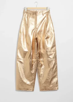 Discount & Other Stories Metallic Leather Trousers