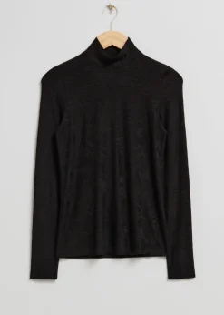 Store & Other Stories Mock Neck Jacquard Top