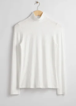 Store & Other Stories Mock Neck Jacquard Top