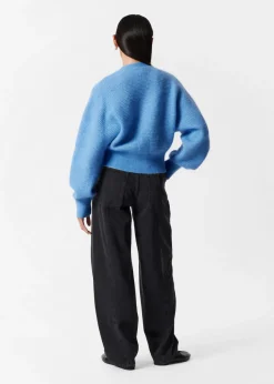 Discount & Other Stories Mohair-Blend Rib-Knit Cardigan Blue