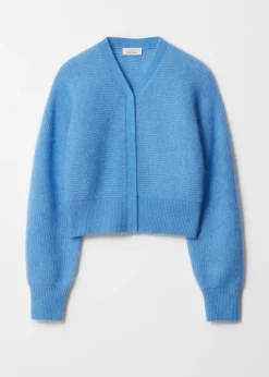 Discount & Other Stories Mohair-Blend Rib-Knit Cardigan Blue